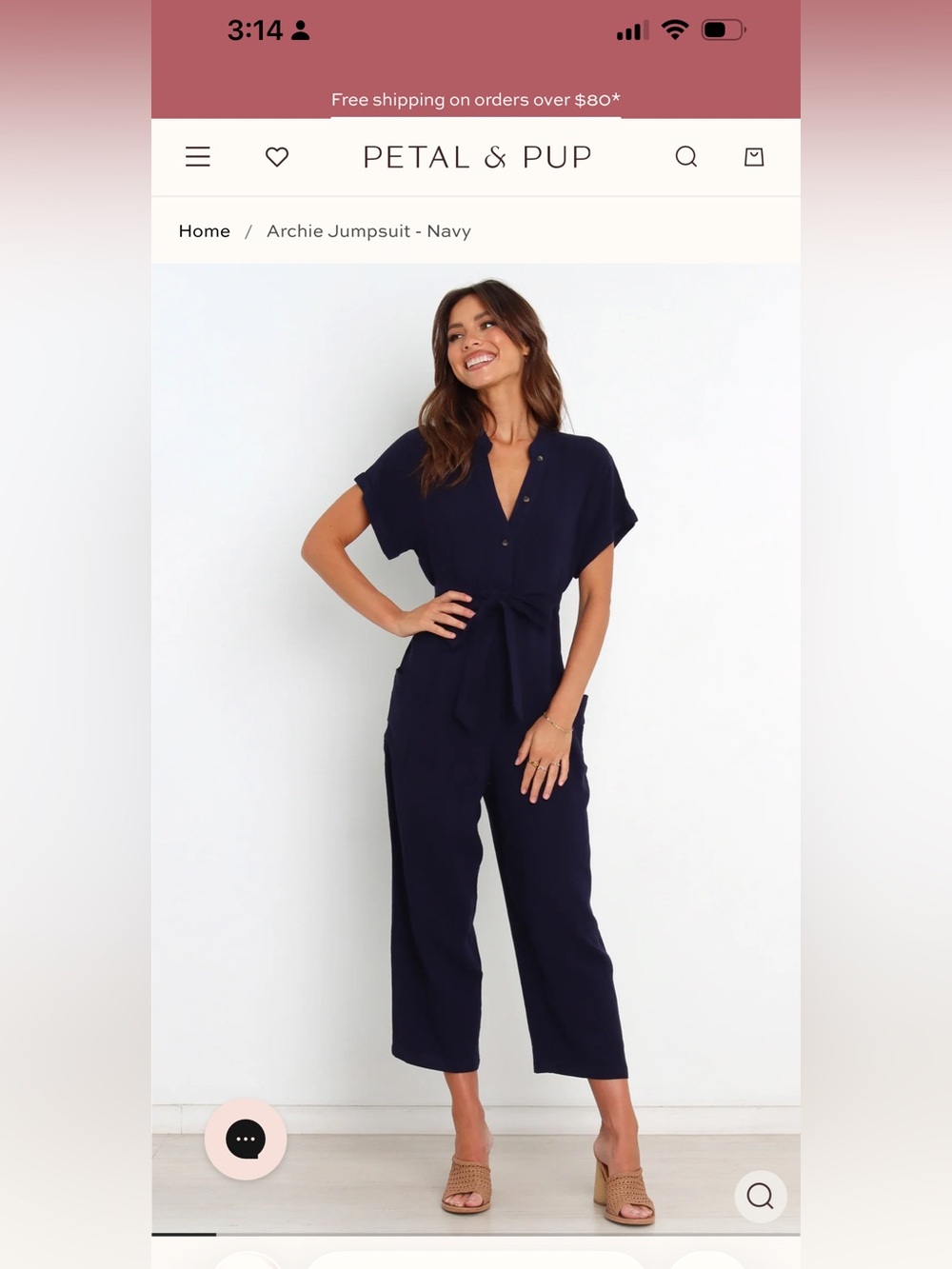 Petal & Pup NWT Deep Navy Button-Front Mandarin Collar Dress